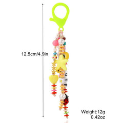 Letter Bead Ornament Keychain Bag Car Key Pendant Decor