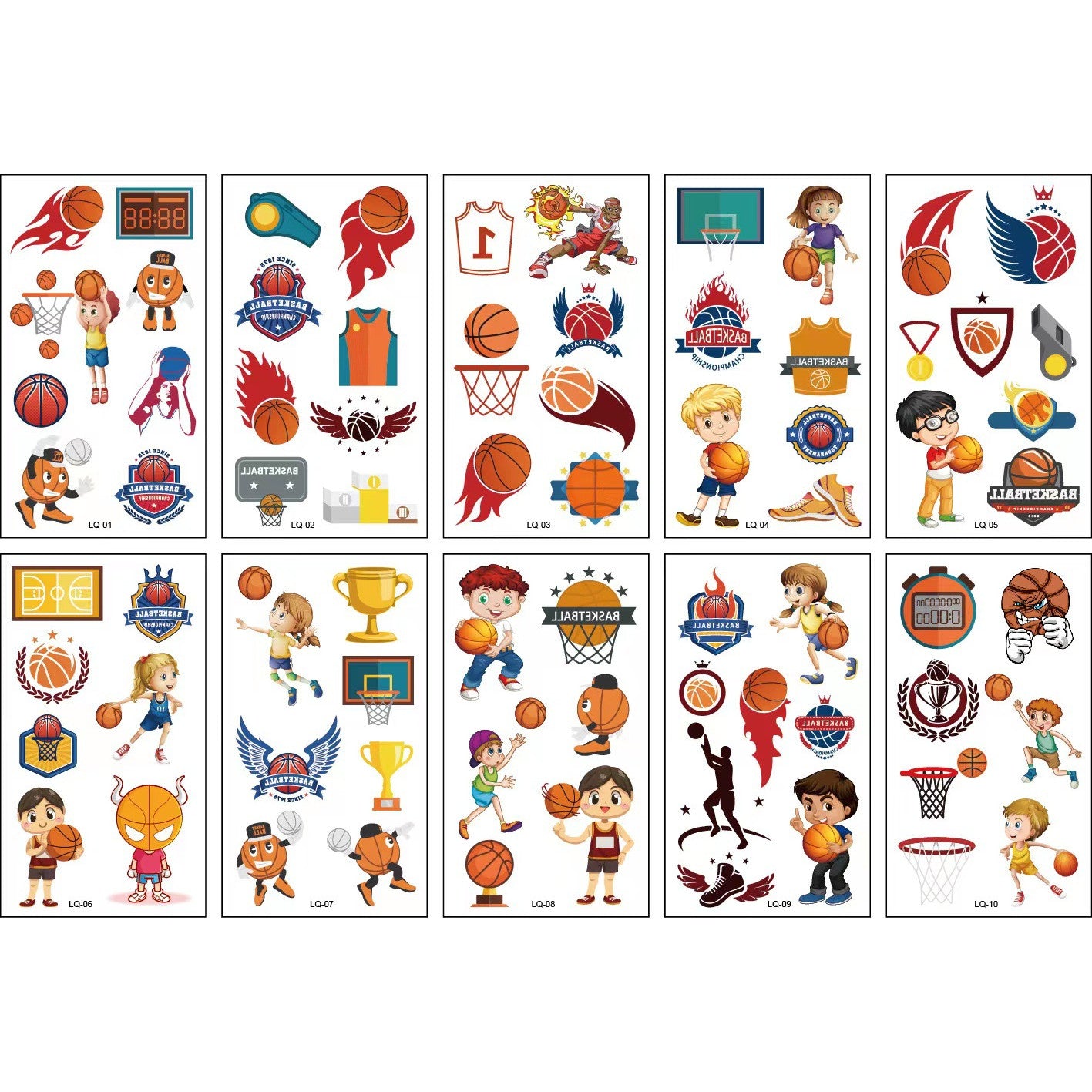 10pcs Basketball Temporary Tattoo Stickers for Kids