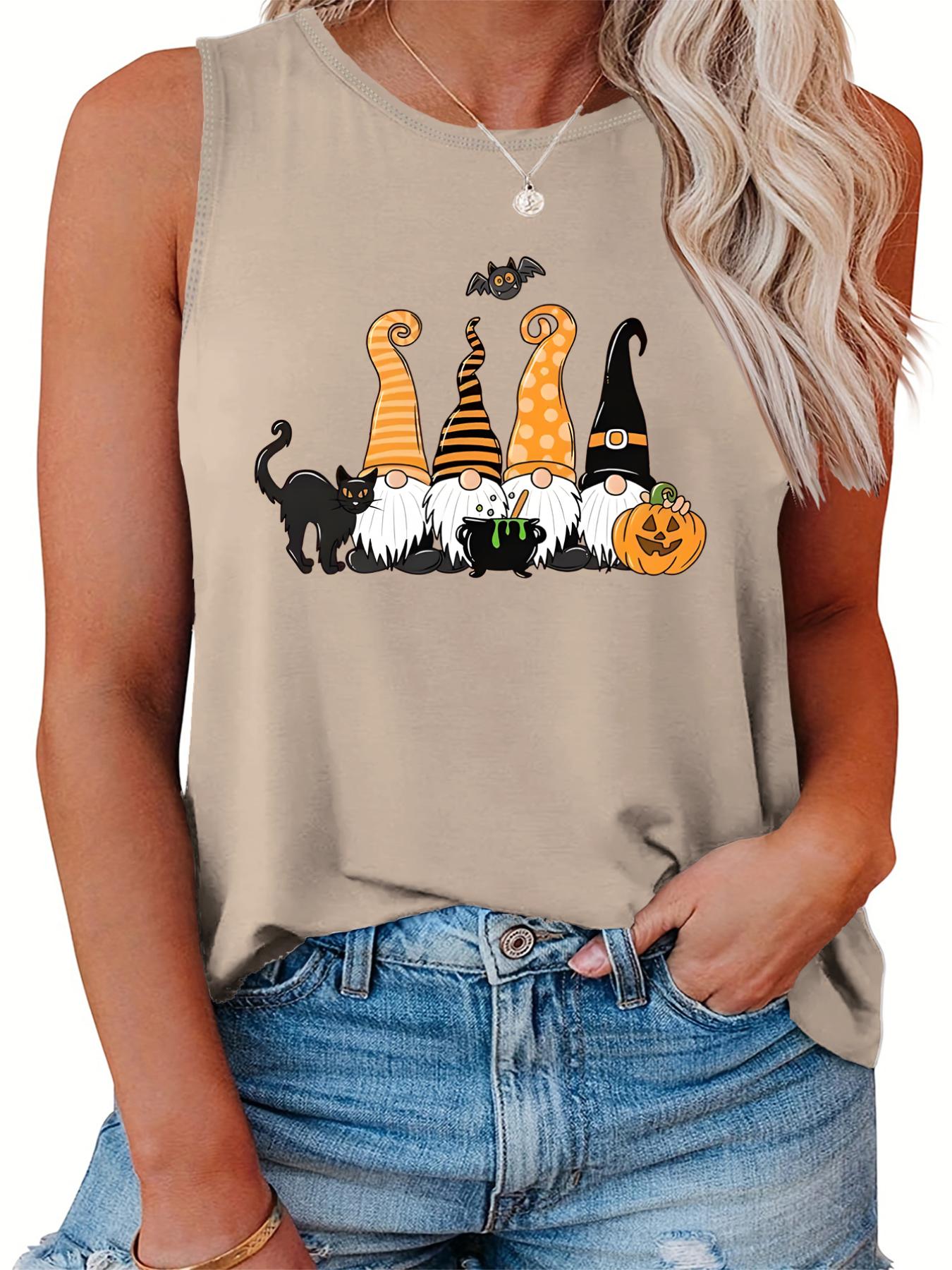 Halloween Casual Tank Top Women's Plus Graphic Print Vest