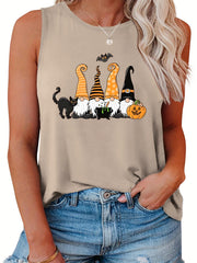 Halloween Casual Tank Top Women's Plus Graphic Print Vest