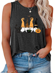 Halloween Casual Tank Top Women's Plus Graphic Print Vest