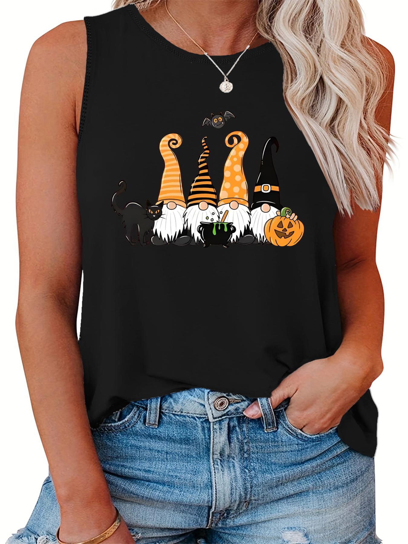Halloween Casual Tank Top Women's Plus Graphic Print Vest