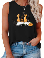 Halloween Casual Tank Top Women's Plus Graphic Print Vest