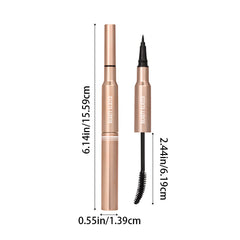 2-in-1 Waterproof Eyeliner Mascara Pen Dual Ended 6D Silk Fiber Curling Mascara