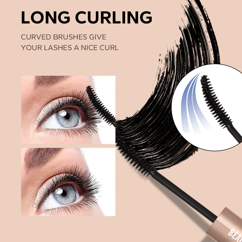 2-in-1 Waterproof Eyeliner Mascara Pen Dual Ended 6D Silk Fiber Curling Mascara