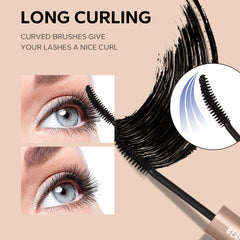 2-in-1 Waterproof Eyeliner Mascara Pen Dual Ended 6D Silk Fiber Curling Mascara