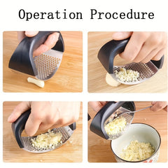 2pcs Stainless Steel Garlic Press Rocker Metal Garlic Mincer