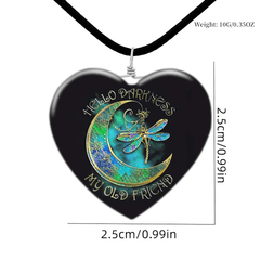 Moon and Dragonfly Glass Pendant Set for Girls