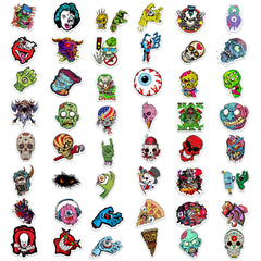 50pcs Halloween Skull Eyeball Graffiti Stickers Waterproof DIY Cartoon Stickers