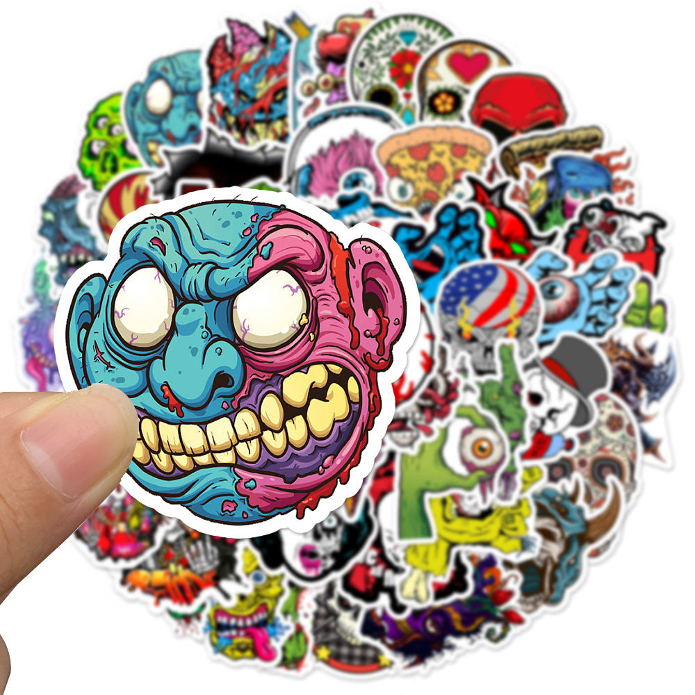 50pcs Halloween Skull Eyeball Graffiti Stickers Waterproof DIY Cartoon Stickers