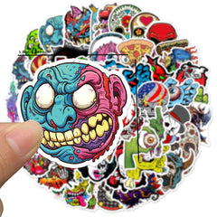 50pcs Halloween Skull Eyeball Graffiti Stickers Waterproof DIY Cartoon Stickers