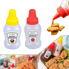 4pcs Mini Ketchup Sauce Bottles 25ml - Condiment Jars Lunch BBQ Camping Parties