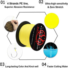 300m 984ft Strong PE Fishing Line 4 Strand Anti-abrasion Braided Main Line