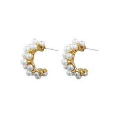 Faux Pearl Stud Earrings C Shaped Ear Jewelry