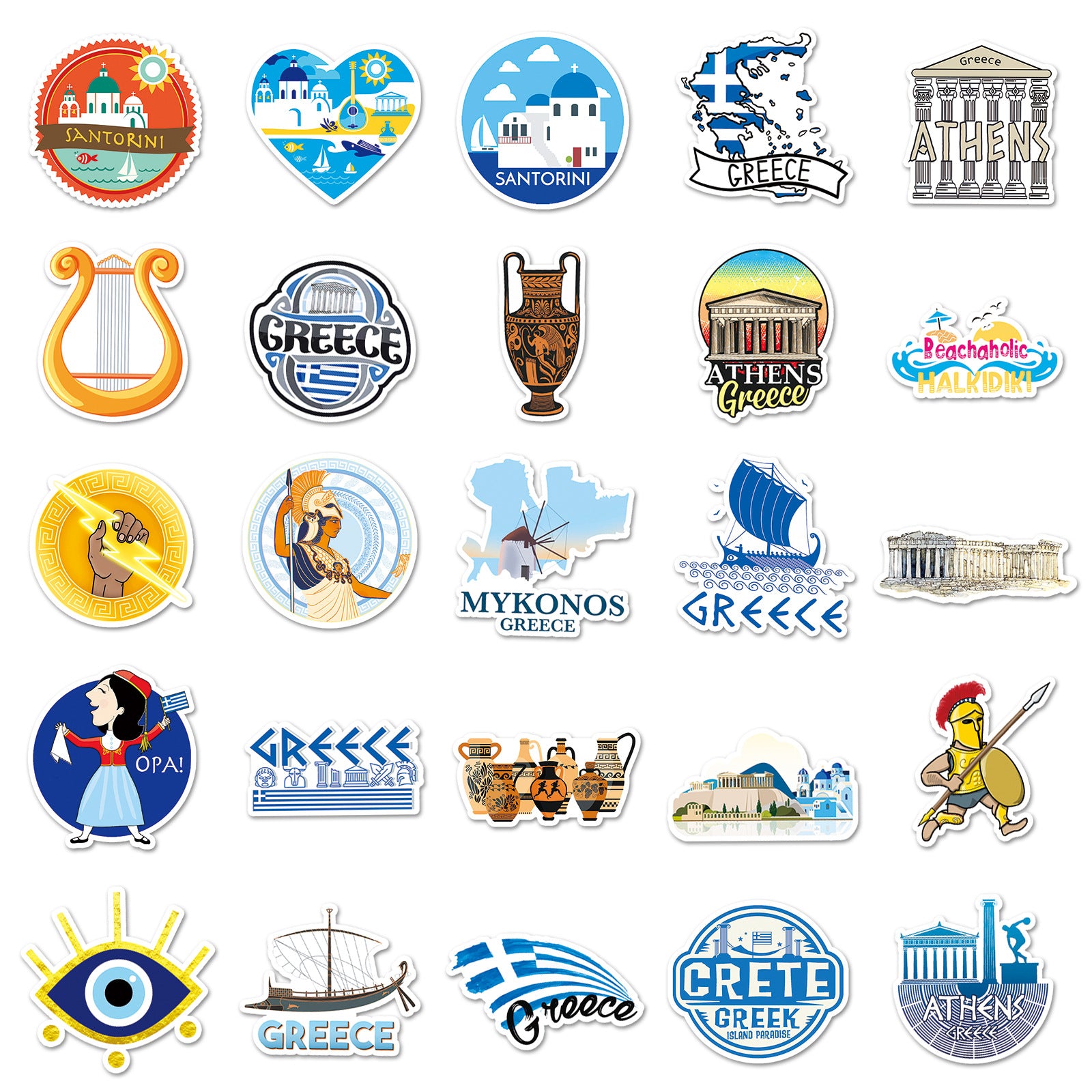 50pcs Greek Sea Boat Graffiti Stickers Waterproof Decoration Stickers DIY
