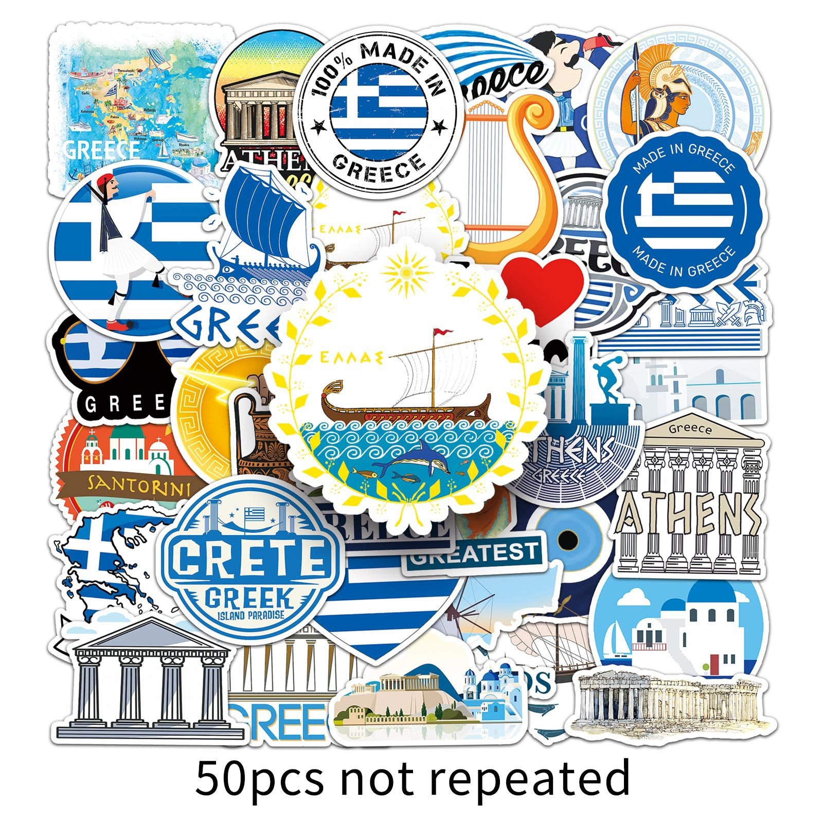 50pcs Greek Sea Boat Graffiti Stickers Waterproof Decoration Stickers DIY