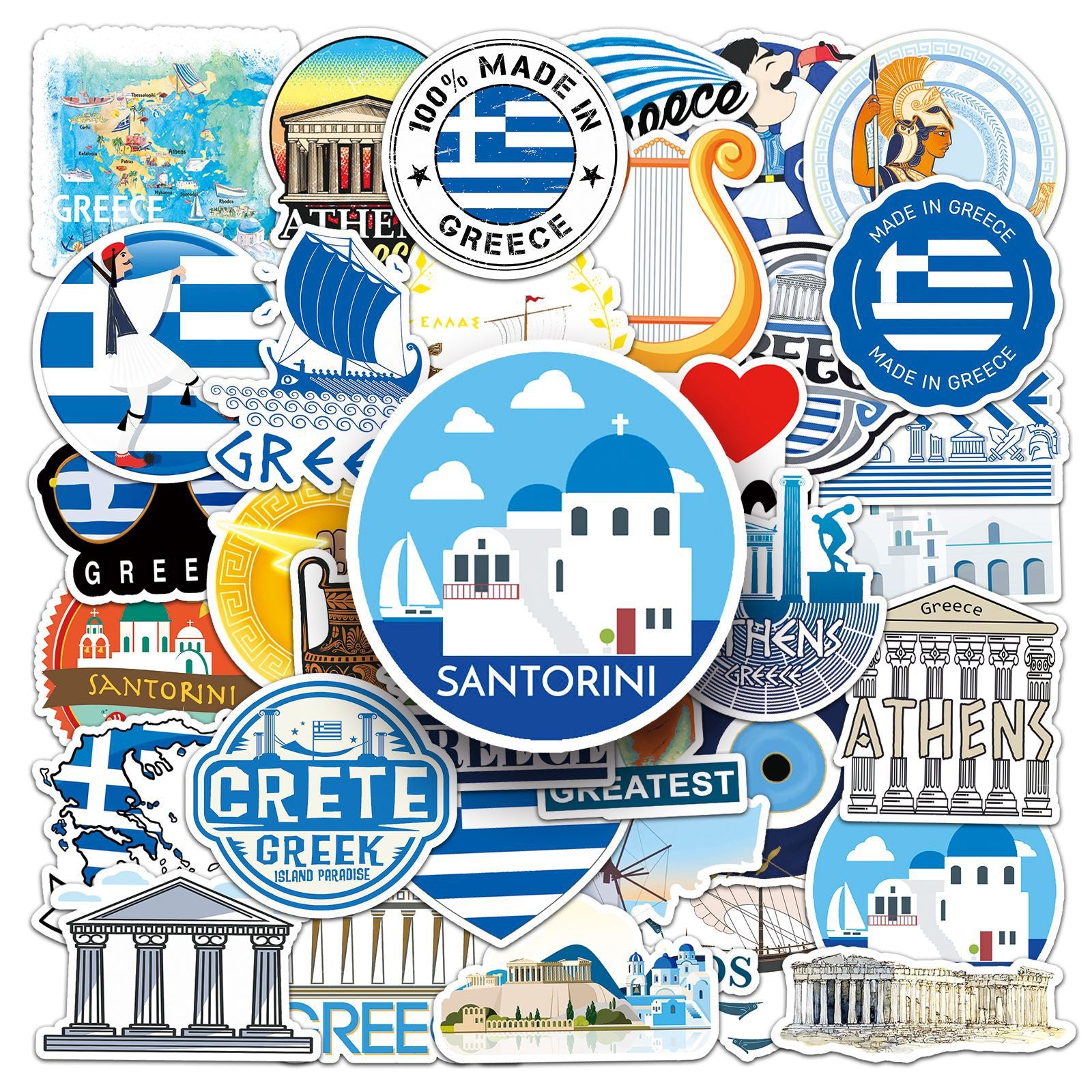 50pcs Greek Sea Boat Graffiti Stickers Waterproof Decoration Stickers DIY
