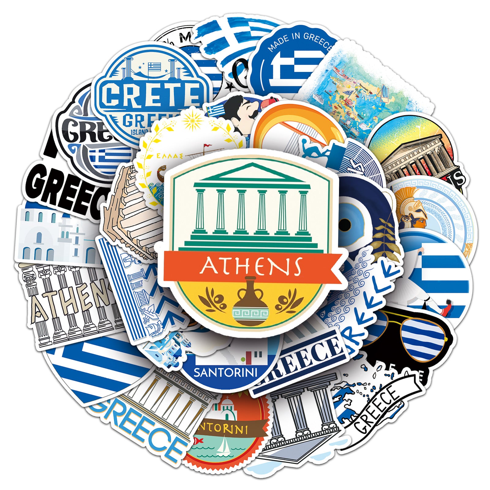 50pcs Greek Sea Boat Graffiti Stickers Waterproof Decoration Stickers DIY