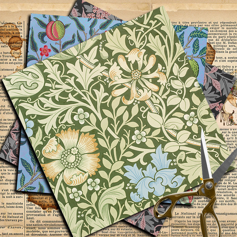 12 Sheets Large Size Retro Journal Paper for DIY Backgrounds