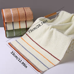 1pc Striped Embroidered Hand Towel Soft Skin-friendly Face Towel