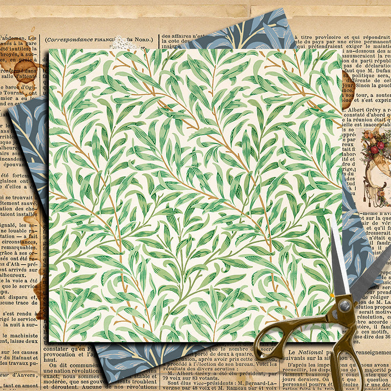12 Sheets Large Retro Journal Material Paper for DIY Backgrounds
