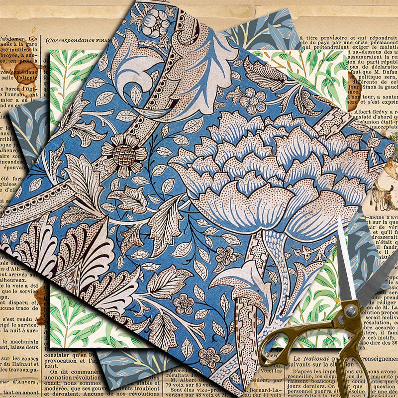 12 Sheets Large Retro Journal Material Paper for DIY Backgrounds