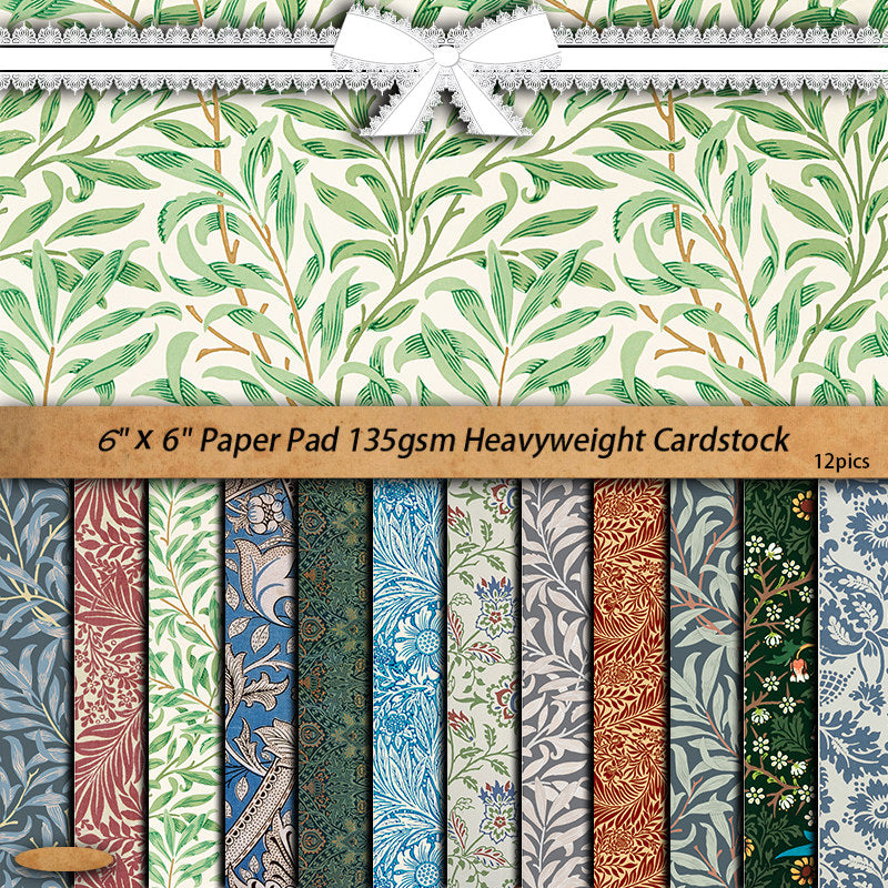 12 Sheets Large Retro Journal Material Paper for DIY Backgrounds