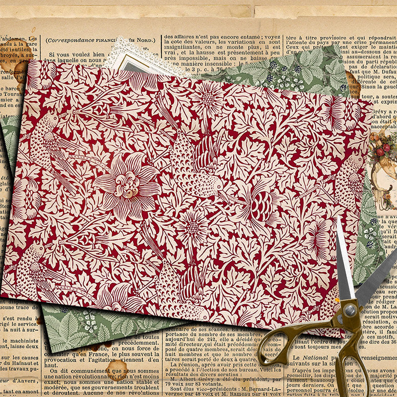 12pcs Large Size Retro Journal Paper for DIY Gift, Arts Crafts