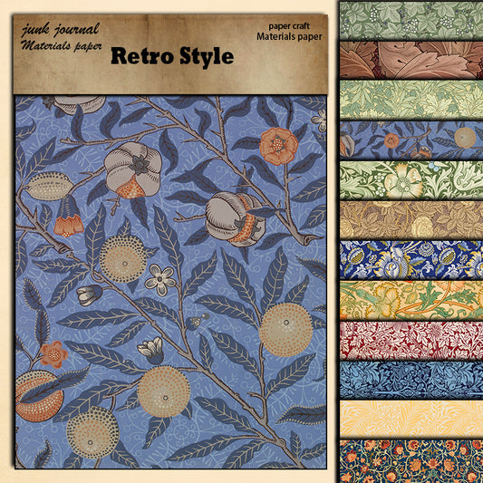 12pcs Large Size Retro Journal Paper for DIY Gift, Arts Crafts
