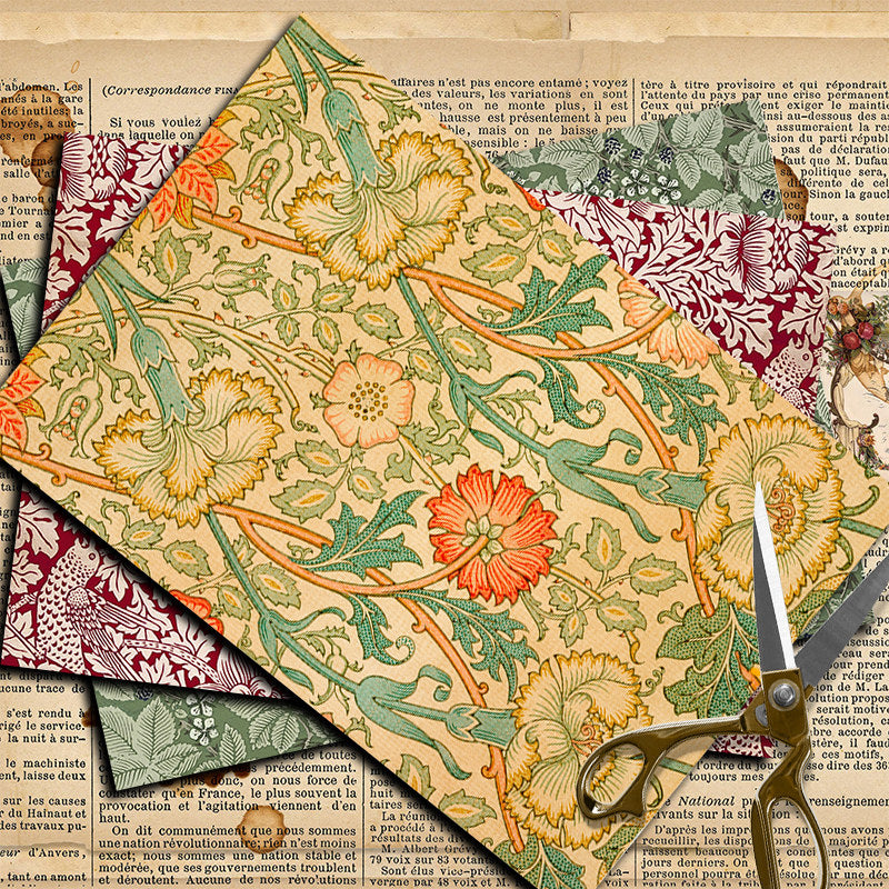 12pcs Large Size Retro Journal Paper for DIY Gift, Arts Crafts