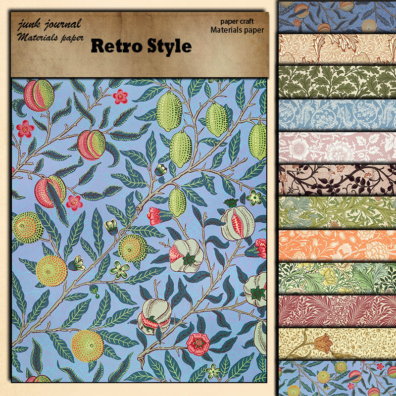 12pcs Large Size Paper Retro Journal Background DIY Gift Women Adults
