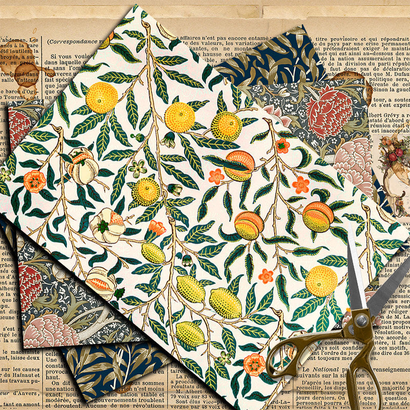 12 Sheets Large Vintage Paper Journal for Background DIY - Gift for Women Adults