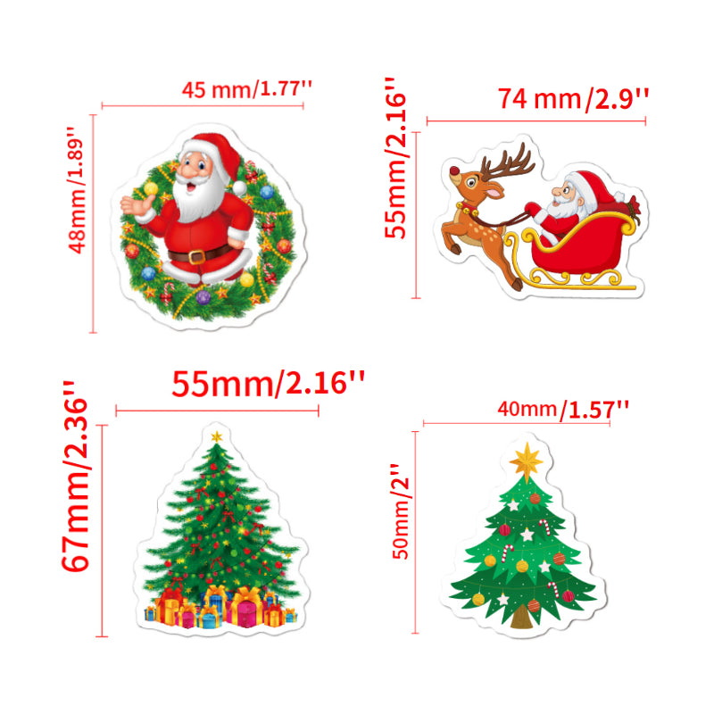 100 Christmas Decor Stickers Holographic Laser Stickers for Gift Bags Waterproof