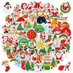 100 Christmas Decor Stickers Holographic Laser Stickers for Gift Bags Waterproof