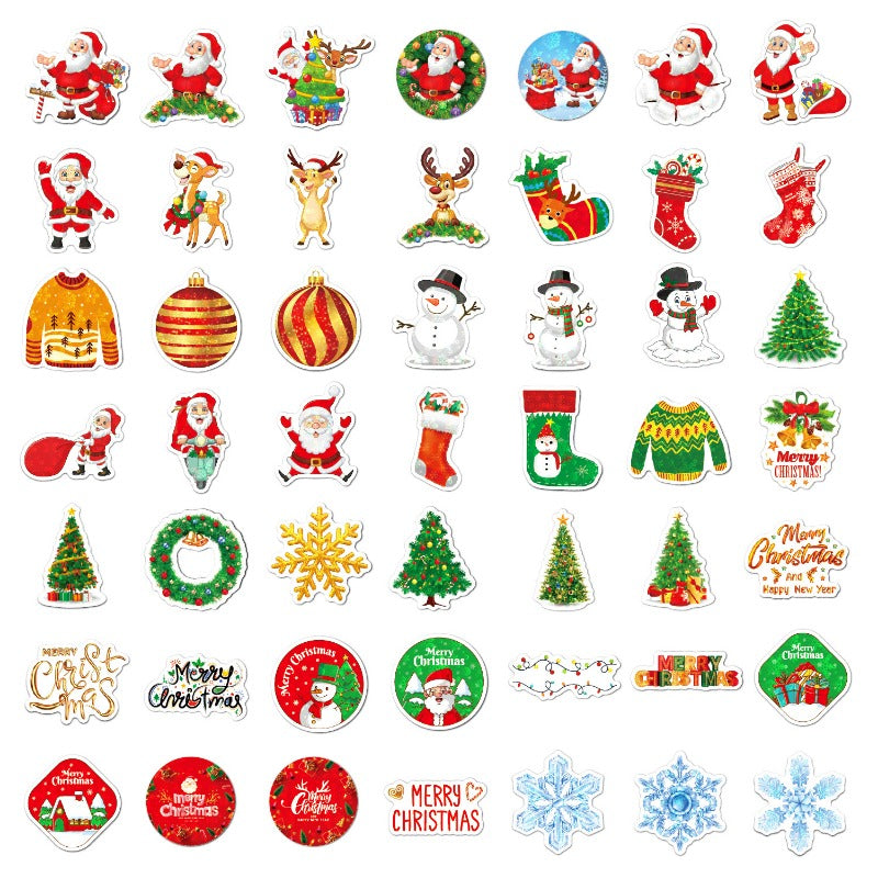 100 Christmas Decor Stickers Holographic Laser Stickers for Gift Bags Waterproof