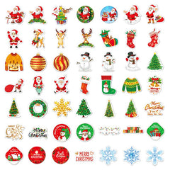 100 Christmas Decor Stickers Holographic Laser Stickers for Gift Bags Waterproof