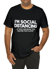 Men's Funny Letter Print T-shirt Casual Comfy Stretch Crew Neck Tee