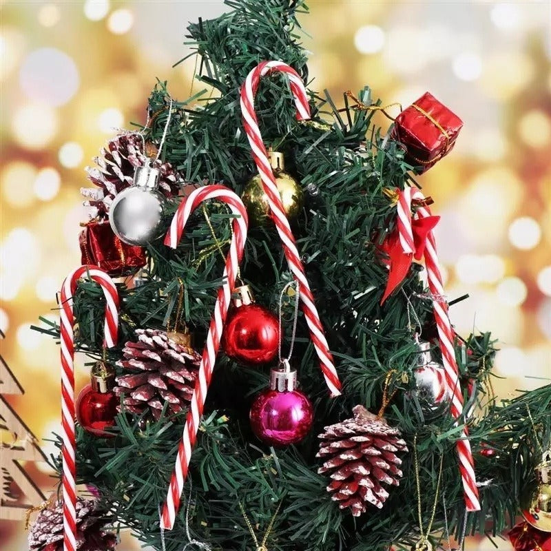 10pcs Christmas Acrylic Candy Canes Xmas Tree Hanging Ornaments