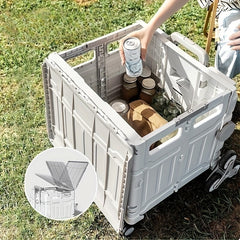 50L Folding Shopping Cart for Picnic Camping, Portable Small Cart with Wheels