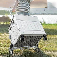 50L Folding Shopping Cart for Picnic Camping, Portable Small Cart with Wheels