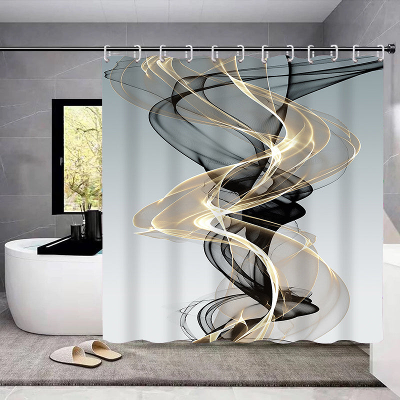 4pcs Modern Art Shower Curtain Set with Non-Slip Bathroom Rug