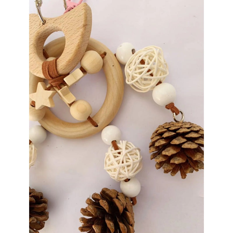 Bird Toys Parrot Wire Pulling Pine Cone Wind Chime Rattan Climbing Toys