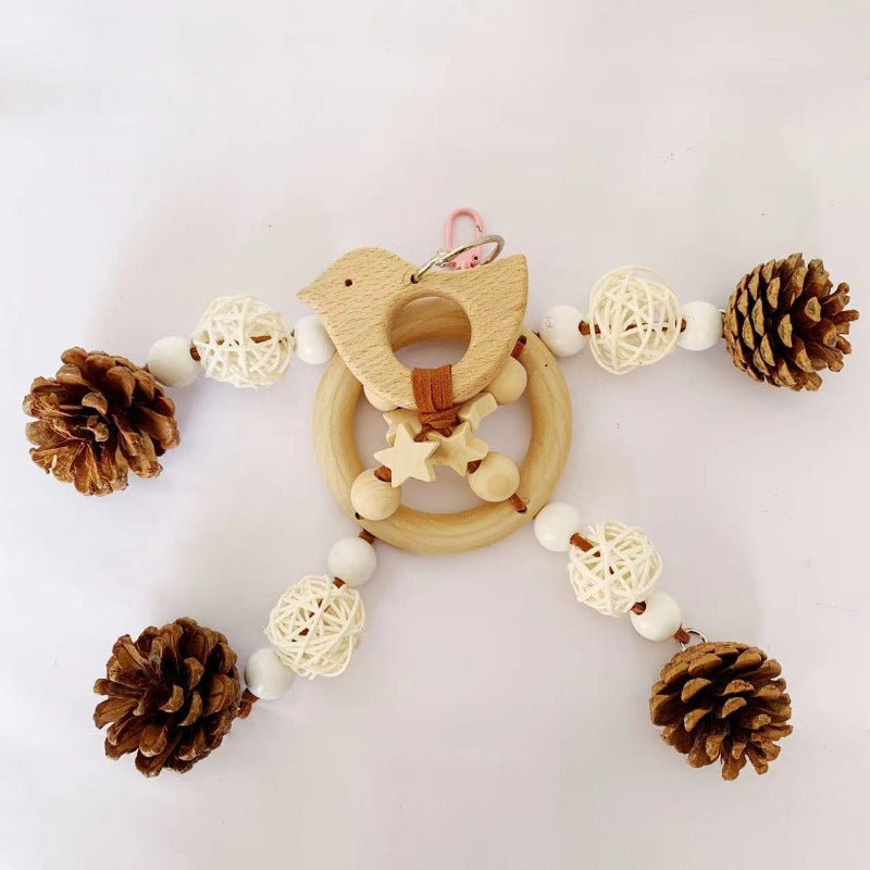 Bird Toys Parrot Wire Pulling Pine Cone Wind Chime Rattan Climbing Toys