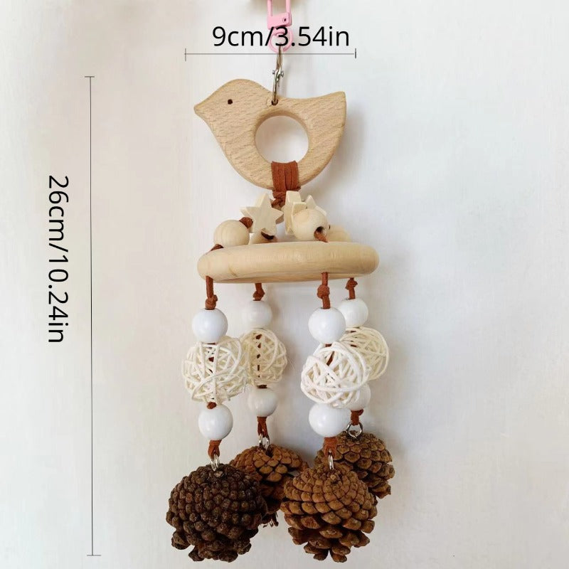 Bird Toys Parrot Wire Pulling Pine Cone Wind Chime Rattan Climbing Toys