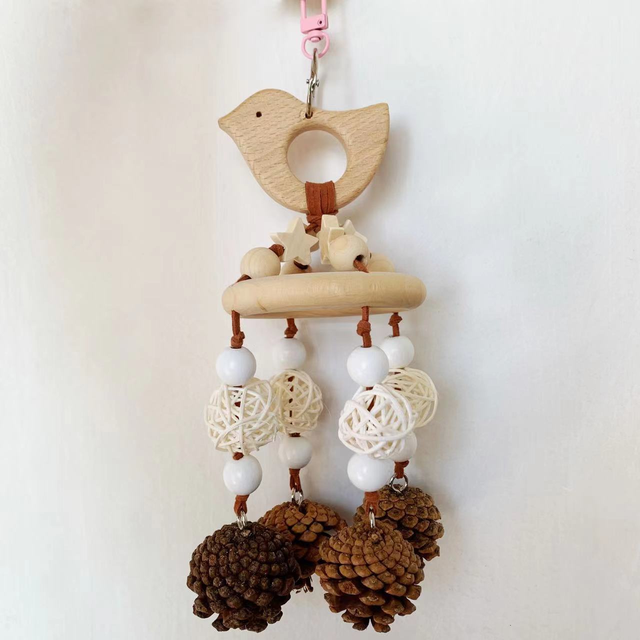 Bird Toys Parrot Wire Pulling Pine Cone Wind Chime Rattan Climbing Toys
