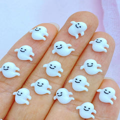 10pcs 8mm Mini Ghost Resin Flat Back Manicure Parts Halloween Hair Bows