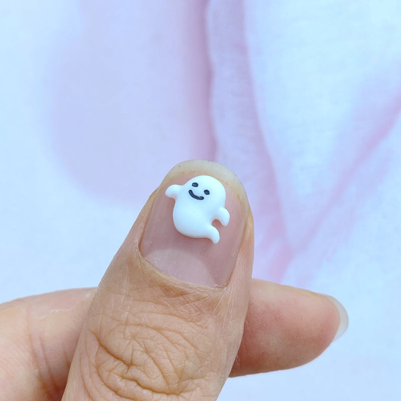 10pcs 8mm Mini Ghost Resin Flat Back Manicure Parts Halloween Hair Bows