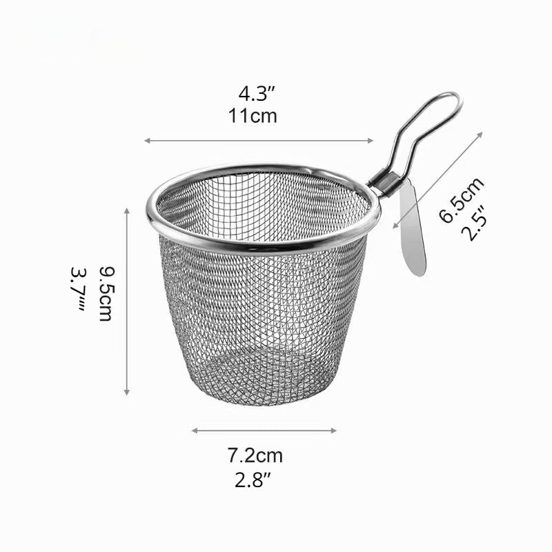 2pcs Stainless Steel Pasta Basket Pasta Strainer Frying Basket