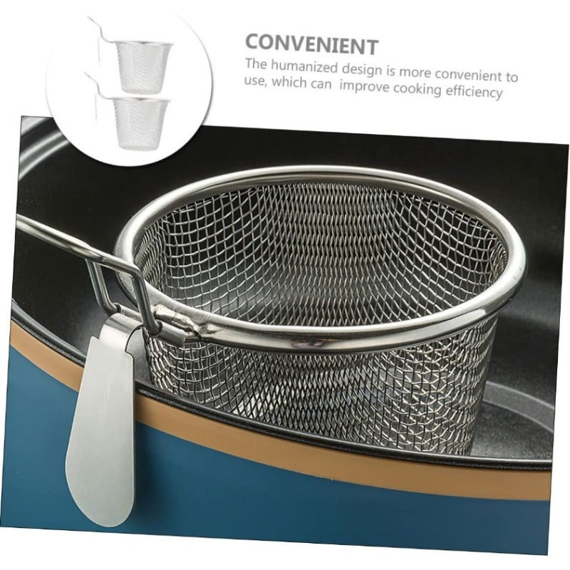 2pcs Stainless Steel Pasta Basket Pasta Strainer Frying Basket