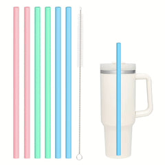 6pcs Reusable Straws with Cleaning Brushes for Tumbler Cups